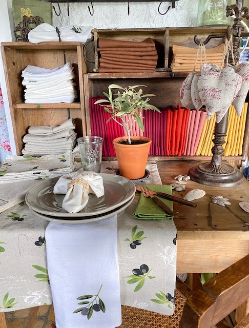 Leinenserviette Oliven