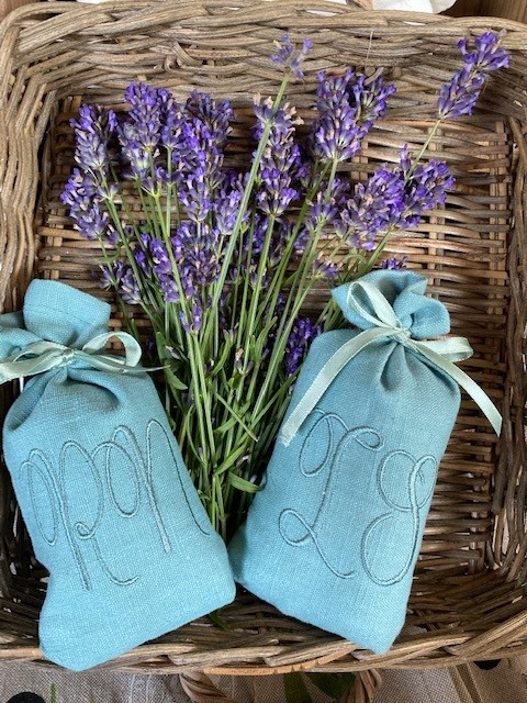 Lavendelsäckchen mit Monogramm türkisgrün