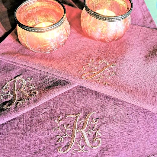 stoffserviette leinen monogramm im französischen landhausstil