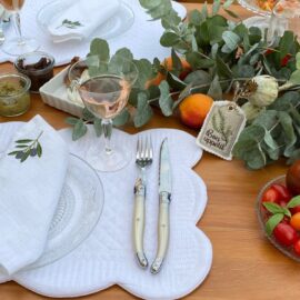 Serviette Leinen Oliven