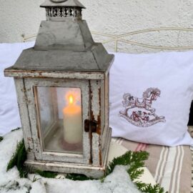 Kissenhülle Vintage - Weihnachten mit Schaukelpferd