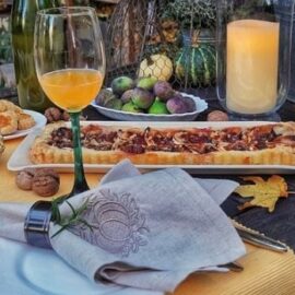 Serviette Leinen Kürbis