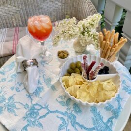 Tischset & Platzset mit floralem Motiv aus französischem Leinen