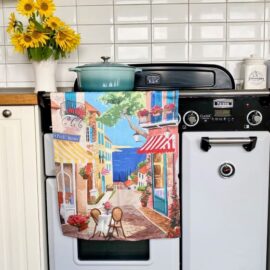 Geschirrtuch im französischen Stil: Die kleine Gasse am Meer