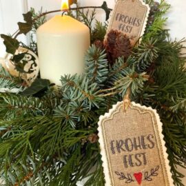 Geschenkanhänger- Set "Frohes Fest" x 3