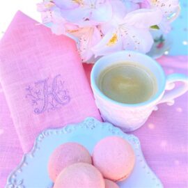 Stoffserviette aus Leinen mit  Monogramm Petites fleurs