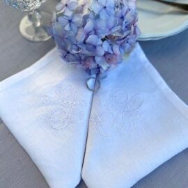 Stoffserviette mit Monogramm Fleurs