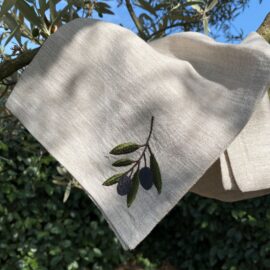 Serviette Leinen Olive naturfarben meliert